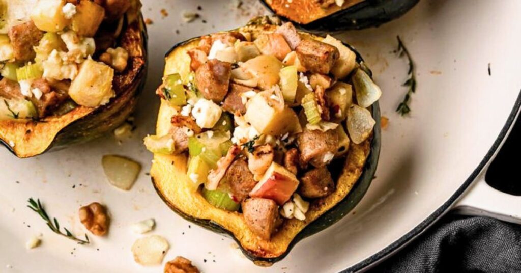 2. Chicken and Apple Sausage Stuffed Acorn Squash